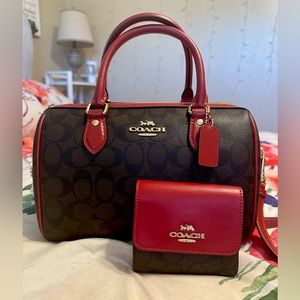Coach Rowan satchel signature canvas medium and matching wallet